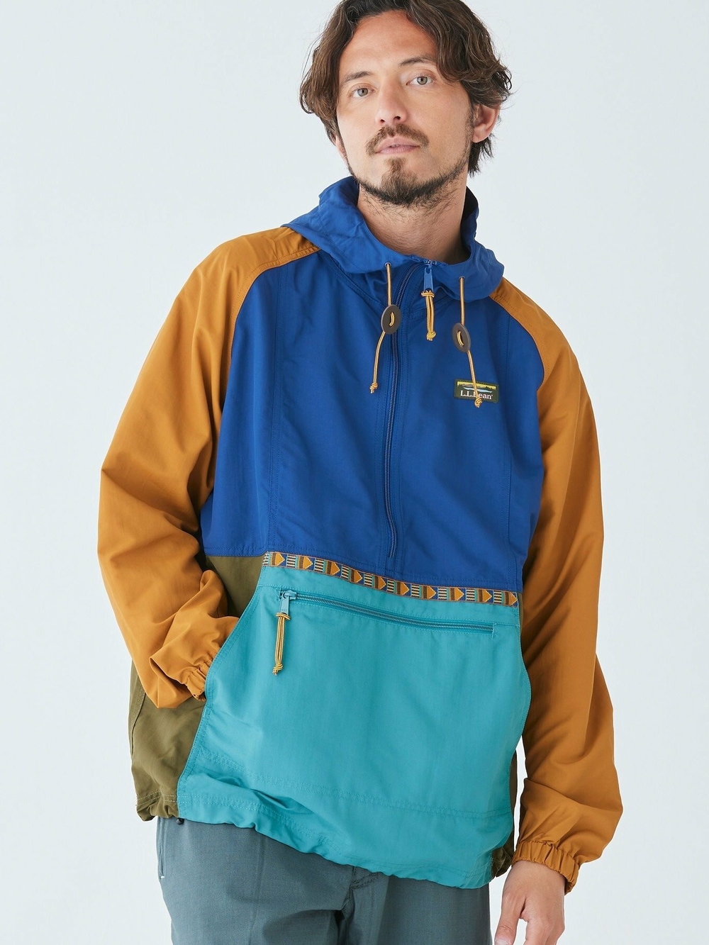 L.L. Bean Men's Mountain Classic Anorak, Multi-Color Windbreaker Sz XL